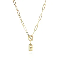 Letter Fashion 14K Gold Plated Copper Pendant Necklace Wholesale sku image 2