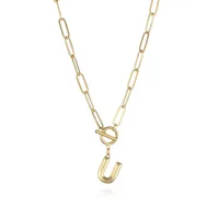 Letter Fashion 14K Gold Plated Copper Pendant Necklace Wholesale sku image 20