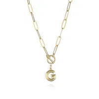 Letter Fashion 14K Gold Plated Copper Pendant Necklace Wholesale sku image 7