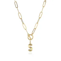 Letter Fashion 14K Gold Plated Copper Pendant Necklace Wholesale sku image 18