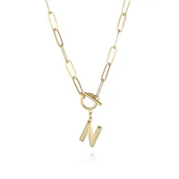 Letter Fashion 14K Gold Plated Copper Pendant Necklace Wholesale sku image 13