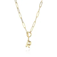 Letter Fashion 14K Gold Plated Copper Pendant Necklace Wholesale sku image 17