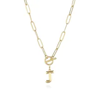Letter Fashion 14K Gold Plated Copper Pendant Necklace Wholesale sku image 10
