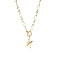 Letter Fashion 14K Gold Plated Copper Pendant Necklace Wholesale sku image 11