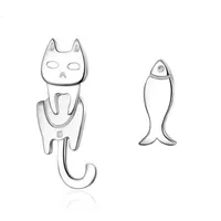 1 Paire Chat Mignon Le Cuivre Placage Boucles D'Oreilles main image 3