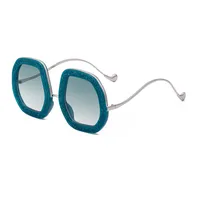 Polygon Punk Diamond Color Block Pc UV400 Full Frame Women's Sunglasses sku image 1