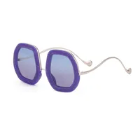 Polygon Punk Diamond Color Block Pc UV400 Full Frame Women's Sunglasses sku image 2