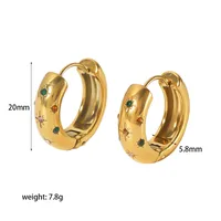 1 Paire Hexagramme Style Vintage Acier Inoxydable 304 Zircon Polissage Placage Incruster Boucles D'oreilles Cerceau sku image 4