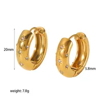 1 Paire Hexagramme Style Vintage Acier Inoxydable 304 Zircon Polissage Placage Incruster Boucles D'oreilles Cerceau sku image 1