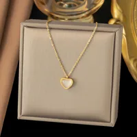Wholesale Jewelry U Shape Heart Shape Simple Style Acrylic Artificial Rhinestones Plastic 304 Stainless Steel 18K Gold Plated Pendant Necklace Plating Inlay sku image 15