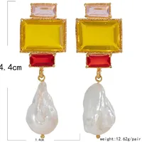 Géométrique Rétro Alliage Pas D'Incrustation Patchwork Des Boucles D'Oreilles main image 1