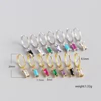 S925 Sterling Silver Geometric Rectangular Zircon Earrings Wholesale Doublewinwholesale main image 2