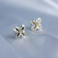 1 Pair Flower Vintage Style Copper Zircon Plating Inlay Ear Studs main image 3