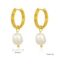 1 Pair Solid Color Vintage Style Stainless Steel Gold Plated Plating Earrings main image 1