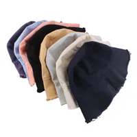 Femmes Couleur Unie Avant-Toit Large Pastorale Style Simple Chapeau Seau main image 3