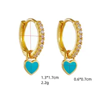 Fashion Heart-shaped Earrings Ear Buckle Drop Oil Copper Earrings main image 5