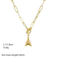 Letter Fashion 14K Gold Plated Copper Pendant Necklace Wholesale main image 4