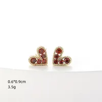 Heart Fashion Copper Artificial Gemstones Earrings Ear Studs main image 4