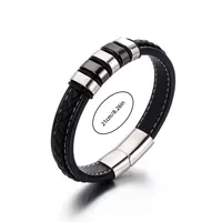 Simple Style 304 Stainless Steel Pu Leather Men'S sku image 2