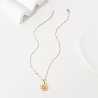 Wholesale Jewelry Flower Simple Style Zircon Stainless Steel Titanium Steel 18K Gold Plated Pendant Necklace Plating Inlay main image 3