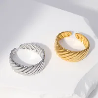 Simple Style Solid Color Stainless Steel Open Ring 1 Piece main image 4