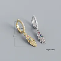 Feather Fashion 925 Sterling Silver Gem Plating Earrings main image 1
