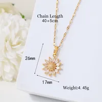 Wholesale Jewelry Flower Simple Style Zircon Stainless Steel Titanium Steel 18K Gold Plated Pendant Necklace Plating Inlay main image 5
