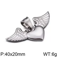 Titanium Steel 18K Gold Plated Heart Shape Wings sku image 2