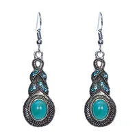 Hot  Bohemian Turquoise Earrings  National Style Vintage Earrings Retro sku image 1