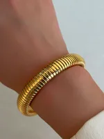Solid Color IG Style Basic 18K Gold Plated 304 Stainless Steel Bangle In Bulk sku image 5