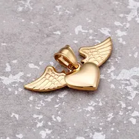 Acier Au Titane Plaqué Or 18K Forme De Cœur Ailes main image 2