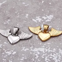 Acier Au Titane Plaqué Or 18K Forme De Cœur Ailes main image 4