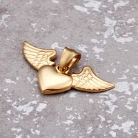 Acero Titanio Chapados en oro de 18k Forma De Corazón Alas main image 7