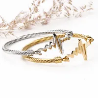 Electrocardiogram Classic Style Stainless Steel Bangle Wholesale main image 1