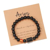 Wholesale Jewelry 12 Constellation Pattern Black Frosted Agate Beaded Bracelet Doublewinwholesale sku image 13