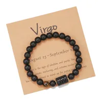 Wholesale Jewelry 12 Constellation Pattern Black Frosted Agate Beaded Bracelet Doublewinwholesale sku image 18