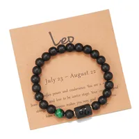 Wholesale Jewelry 12 Constellation Pattern Black Frosted Agate Beaded Bracelet Doublewinwholesale sku image 17