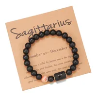 Wholesale Jewelry 12 Constellation Pattern Black Frosted Agate Beaded Bracelet Doublewinwholesale sku image 21