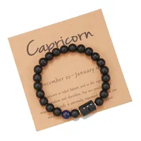 Wholesale Jewelry 12 Constellation Pattern Black Frosted Agate Beaded Bracelet Doublewinwholesale sku image 22
