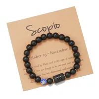 Wholesale Jewelry 12 Constellation Pattern Black Frosted Agate Beaded Bracelet Doublewinwholesale sku image 20