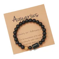 Wholesale Jewelry 12 Constellation Pattern Black Frosted Agate Beaded Bracelet Doublewinwholesale sku image 23