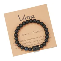 Wholesale Jewelry 12 Constellation Pattern Black Frosted Agate Beaded Bracelet Doublewinwholesale sku image 19