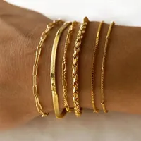 Geometric Casual 16K Gold Plated White Gold Plated Gold Plated 304 Stainless Steel Bracelets In Bulk main image 1