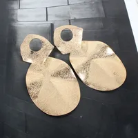 1 Par Irregular Oval Retro Exagerado Metal Labor De Retazos Aretes main image 2