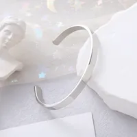 C Shape Simple Style Stainless Steel Cuff Bracelets In Bulk main image 3