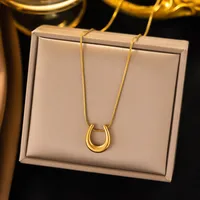 Wholesale Jewelry U Shape Heart Shape Simple Style Acrylic Artificial Rhinestones Plastic 304 Stainless Steel 18K Gold Plated Pendant Necklace Plating Inlay sku image 10