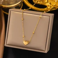Wholesale Jewelry U Shape Heart Shape Simple Style Acrylic Artificial Rhinestones Plastic 304 Stainless Steel 18K Gold Plated Pendant Necklace Plating Inlay sku image 16