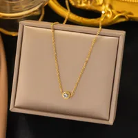 Wholesale Jewelry U Shape Heart Shape Simple Style Acrylic Artificial Rhinestones Plastic 304 Stainless Steel 18K Gold Plated Pendant Necklace Plating Inlay sku image 4