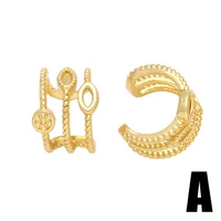 1 Paire Forme C Irrégulier Style Simple Le Cuivre Placage Clips D'oreille main image 4
