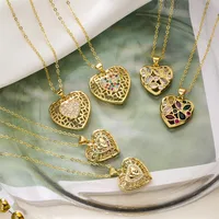 Water Droplets Heart Shape Simple Style Classic Style Zircon Copper Pendant Necklace Wholesale main image 1
